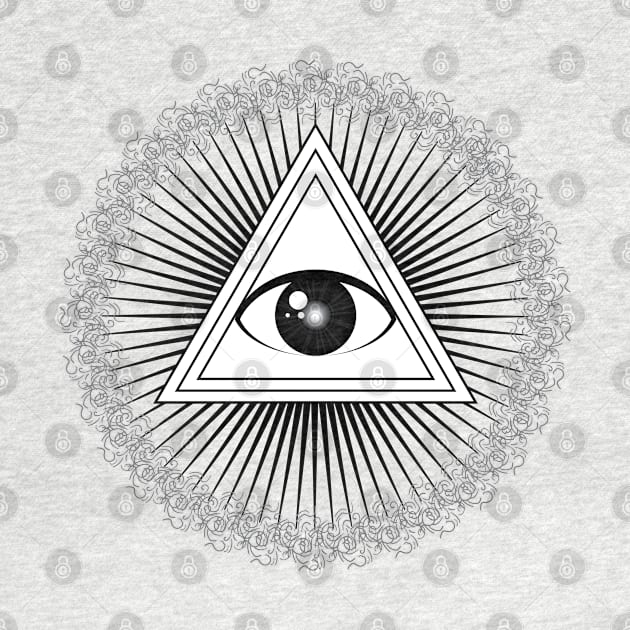 All seeing eye with rays of light and delta symbol by NxtArt